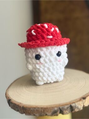 Handmade Chunky Mushroom Boi Crochet Amigurumi Plush – 6” Chenille Plushie